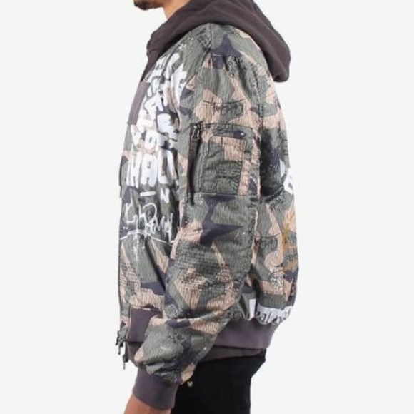 Punk Royal AOP Camo Print Twill Bomber Jacket - Picture 3 of 3